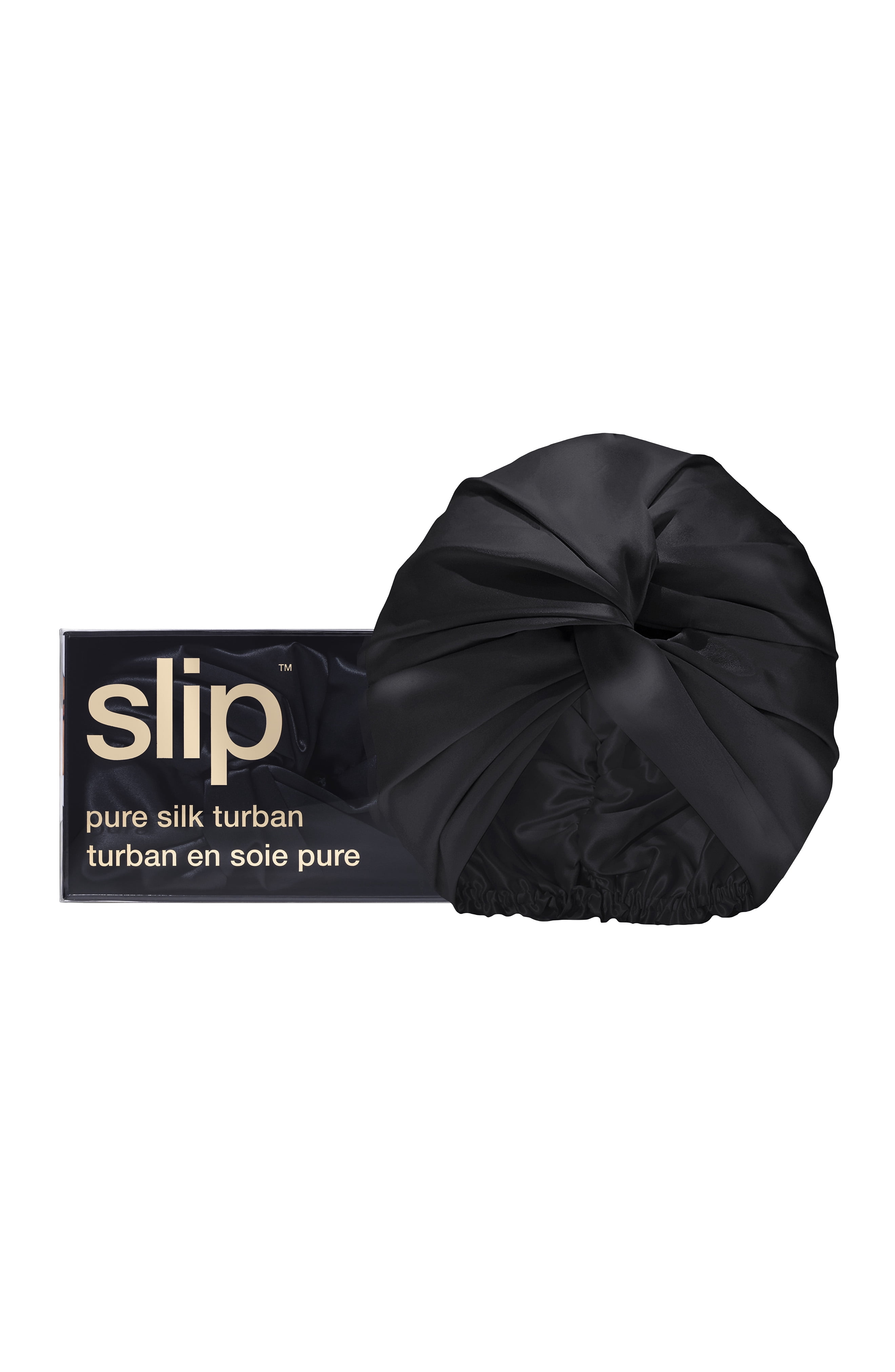 Slip Pure Silk Turban Multipurpose Head Wrap, Black