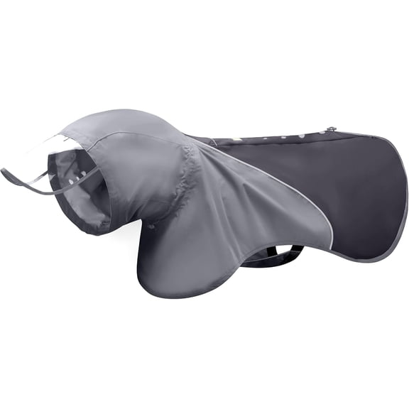 Slip- Rain Poncho, Quick & Easy to Wear Raincoat, Unrestricted, Lightweight, and Rain Jacket for Breeds, Adjustable and Reflective (Grey, )