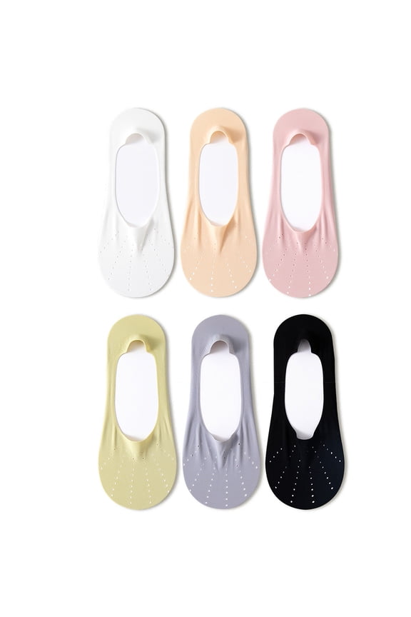 Slip-Resistant Boat Socks – Comfortable Feel for Women, Thin Summer Ice Silk Invisible Cotton Socks for a Cool, One Size, 6 Pairs