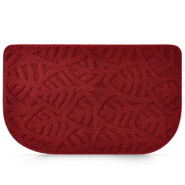 SlipResistant Kitchen Floor Mat, Half Round Red Kitchen Rug with