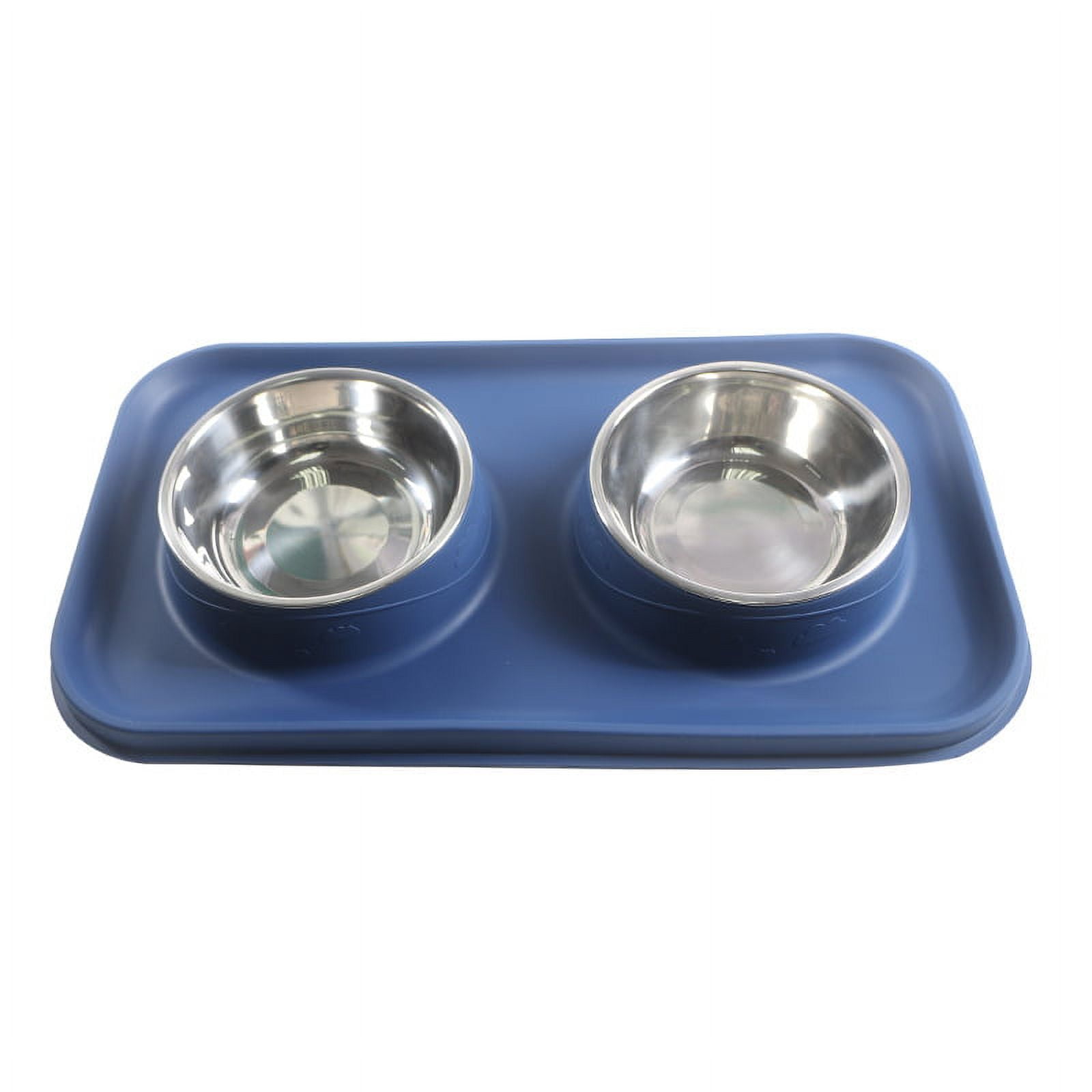 Slip Resistant Pet Bowls and Silicone Feeding Mat Set, Catch Water and Food  Mess, Raised Edges for No Spills, for Small and Large