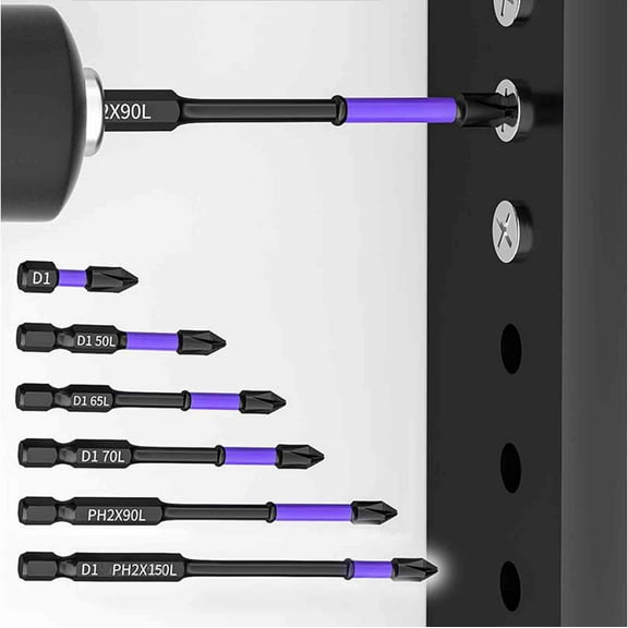 Slip-Resistant Screwdriver Heads Set | Magnetic Serrated Drill Bits | High Hardness Steel Tip | Deep Grip Wind Design | 6 Pieces | ≥62HRC Durable Tools