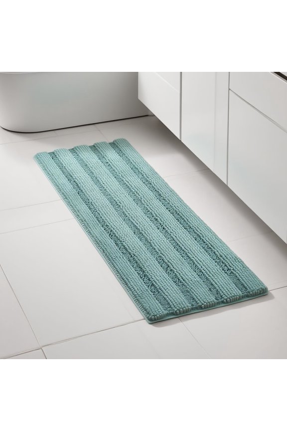 Microfiber Chenille Bath Rug, Slip-Resistant, Washable, Extra Soft, Non-Slip, 47 x 17 inches, Duck Egg Blue