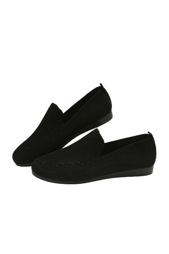 Slip On Shoes for Women Comfort Fall Loafers Comfortable Dressy Flats Clearance Female Solid Color Round-Toe Flats Shoes Lightweight Soft Sneakers Casual Shoe Black 9.5
