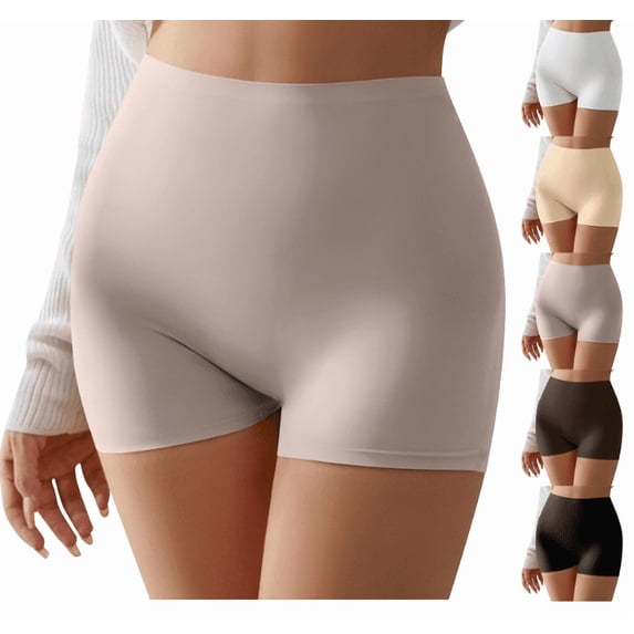 Slip Shorts for Under Dresses, Smooth Boyshort Panties for Women Anti Chafing Underwear Seamless Yoga Shorts (Gray,XL)