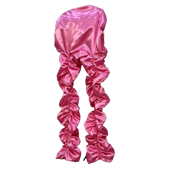 No Sleep Bonnet 13.78 Inch, Heatless Curl Satin Bonnet for Sleeping with Long Ribbons for Braids Long Hair Twist Locs Natural Hair Overnight Nighttime, Hair Care, Pink