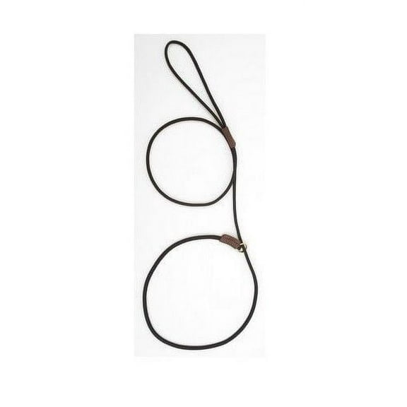 Slip Style Leads Show Dog Trainer Handling Leather Slide Rope Leash 1/2" X 6' (Black)