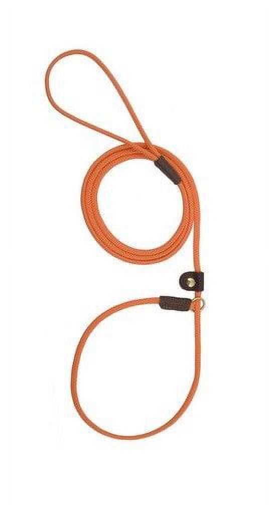 Slip Style Leads Show Dog Trainer Handling Leather Slide Rope Leash 1/2" X 6' (Orange)