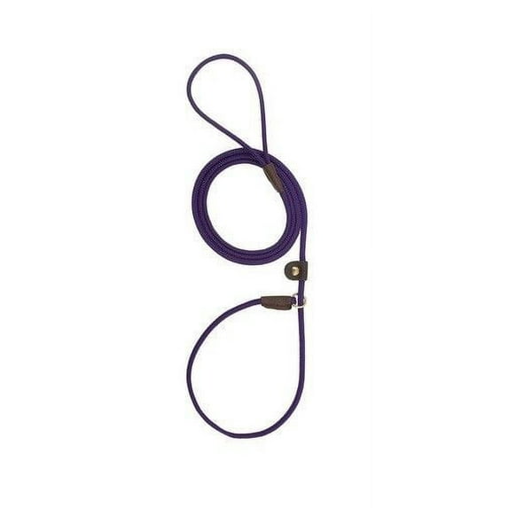 Slip Style Leads Show Dog Trainer Handling Leather Slide Rope Leash 1/2" X 6' (Purple)