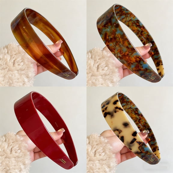 No Slip Tortoise Shell Headband with Teeth Grip for Women, 1.5in Wide Thick Acetate Headband, Non Slip Hair Accessories That Stay Put, Retro Tortoise Headbands for Thick Hair, Workouts & All-Day Wear