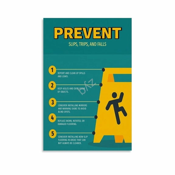 Slip Trip And Fall Prevention Poster Industrial Safety Guide Wall Art (1) Canvas Painting Wall Art