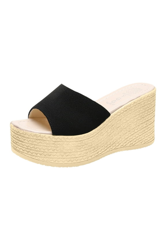 Slip On Wedge Sandals for Women Womens Platform Sandals Slides Open Toe Comfortable cloth Wedges Dressy Summer Braided Straps High Heel Beach Resort Slides shoes