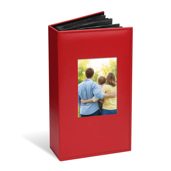 Slip-in Photo Album 4x6 Large Capacity, Faux Leather Pocket Photo Album Holds 300 Photos with Window Cover for Family Memories