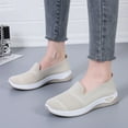 thumbnail image 1 of Slip on Shoes for Women Soft Knit Flat Shoes Cozy Casual Sneakers for Daily Going Out Beige 6.5, 1 of 9