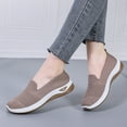 thumbnail image 1 of Slip on Shoes for Women Soft Knit Flat Shoes Cozy Casual Sneakers for Daily Going Out Khaki 5.5, 1 of 9