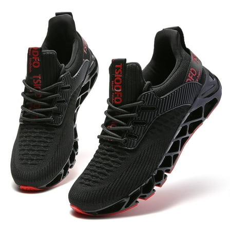 Slip on Sneakers for Women Running Shoes Tennis Walking Shoes Ladies Gym Workout Jogging Fashion Sneaker Black Red Size 6.5