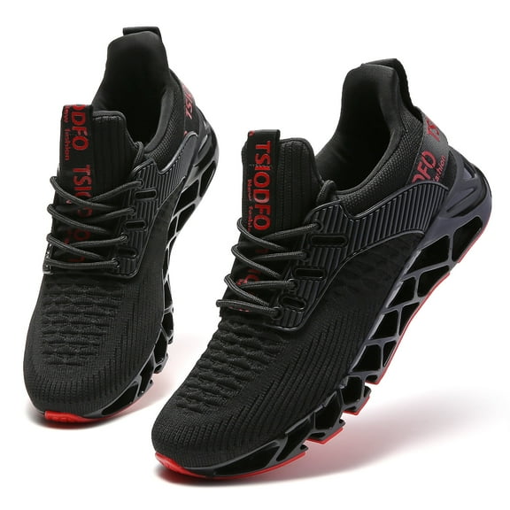 Slip on Sneakers for Women Running Shoes Tennis Walking Shoes Ladies Gym Workout Jogging Fashion Sneaker Black Red Size 6.5