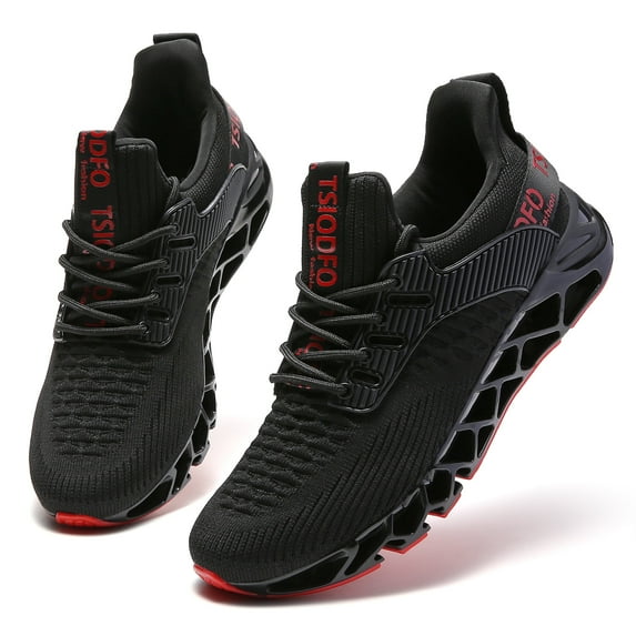 Slip on Sneakers for Women Running Shoes Tennis Walking Shoes Ladies Gym Workout Jogging Fashion Sneaker Black Red Size 6.5