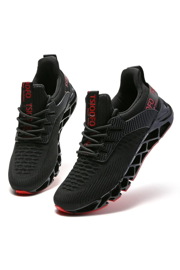 Slip on Sneakers for Women Running Shoes Tennis Walking Shoes Ladies Gym Workout Jogging Fashion Sneaker Black Red Size 7