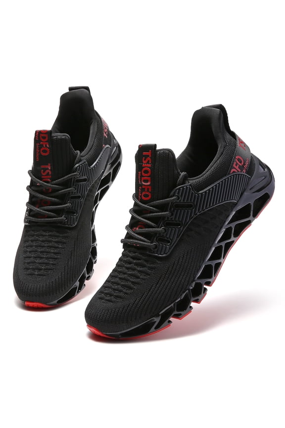 Slip on Sneakers for Women Running Shoes Tennis Walking Shoes Ladies Gym Workout Jogging Fashion Sneaker Black Red Size 8