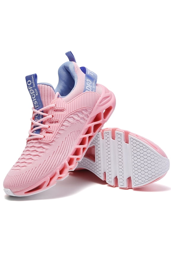 Slip on Sneakers for Women Running Shoes Tennis Walking Shoes Ladies Gym Workout Jogging Fashion Sneaker Pink Blue Size 10