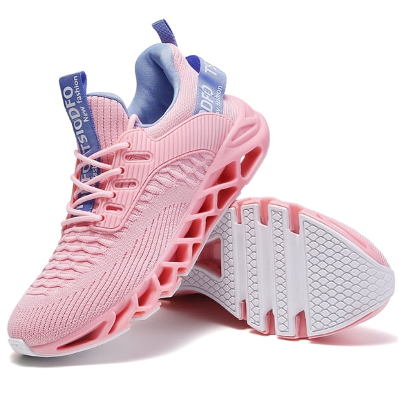 Slip on Sneakers for Women Running Shoes Tennis Walking Shoes Ladies Gym Workout Jogging Fashion Sneaker Pink Blue Size 8.5