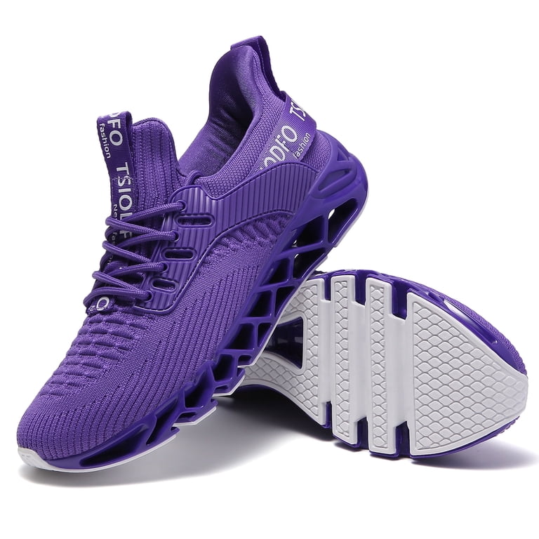 TSIODFO Men's Slip-On Sneakers - Casual Athletic Running Shoes, Non-Slip Gym & Walking Shoes, Purple, Size 10