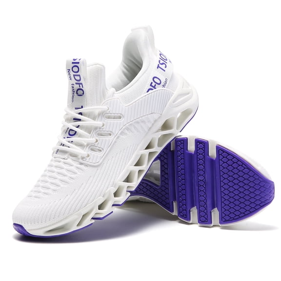 Slip on Sneakers for Women Running Shoes Tennis Walking Shoes Ladies Gym Workout Jogging Fashion Sneaker White Purple Size 7
