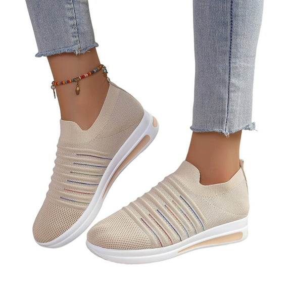 Slip on Socks Walking Shoes for Women 2025 Spring Comfortable Platform Nursing Tennis Fashion Sneakers