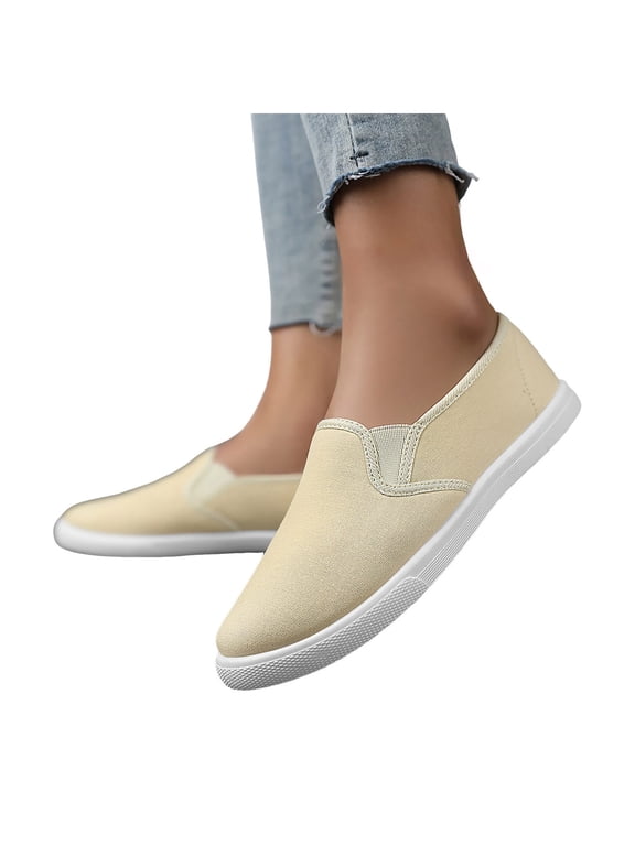 Slip on Walking Shoes for Women Low Top Summer Outdoor Sneakers Ladies Wide Width Work Travel Falt Shoe College Casual Sneaker Brown Size 6.5