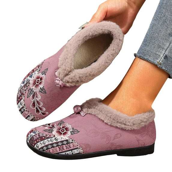 Slip on Winter Loafers for Women Fleece Lined Ankle Snow Booties Suede Casual Work Walking Shoes for Business Office