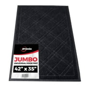SlipToGrip Durable Door Mat - Taupe Plaid Design Entryway Rug - 42x35 inches, No-Slip and Washable - Indoor and Outdoor Use, Weatherproof - Ideal for Garage, Patio, and Front Entryway