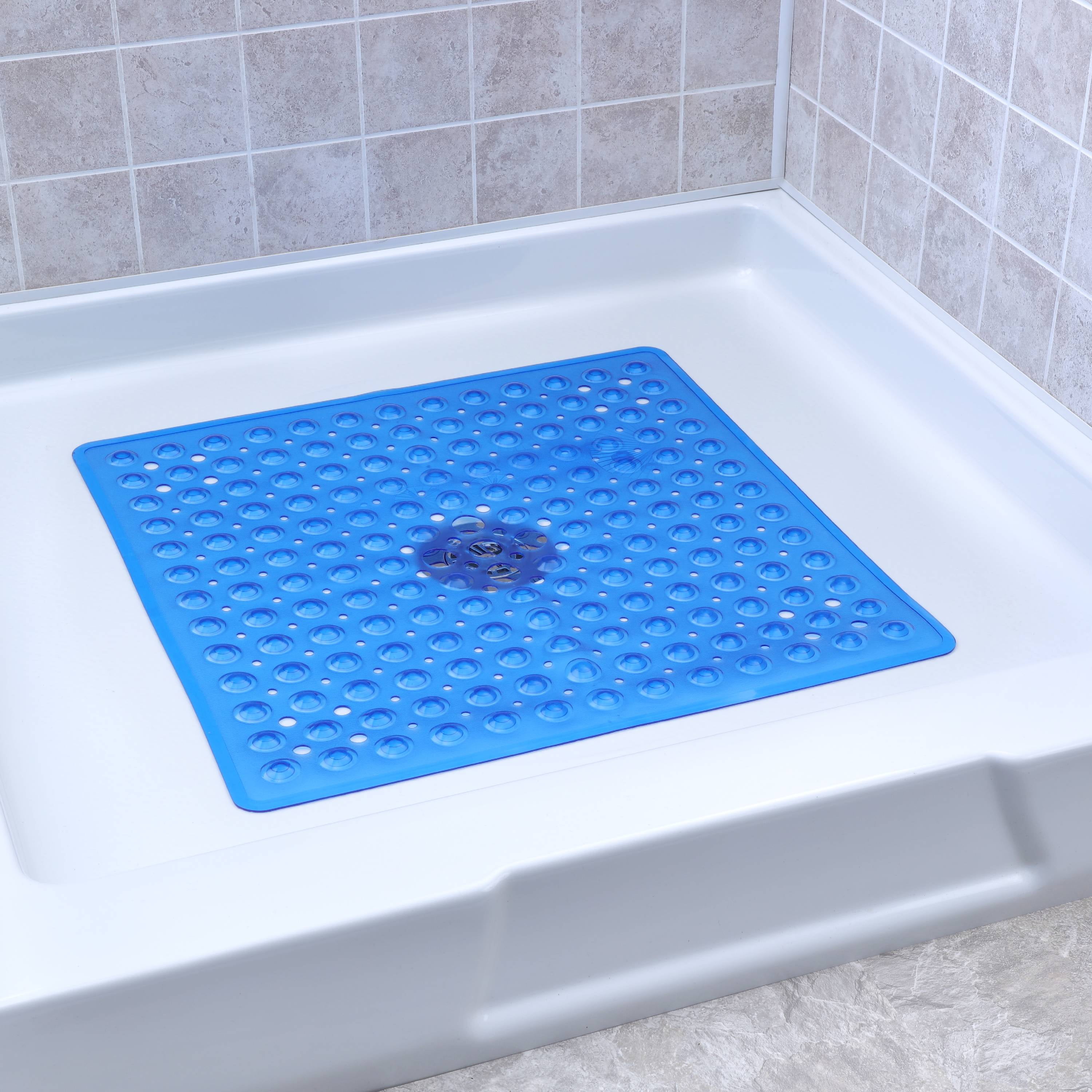 SlipX Solutions 21" x 21" Square Shower Stall Mat (Blue)