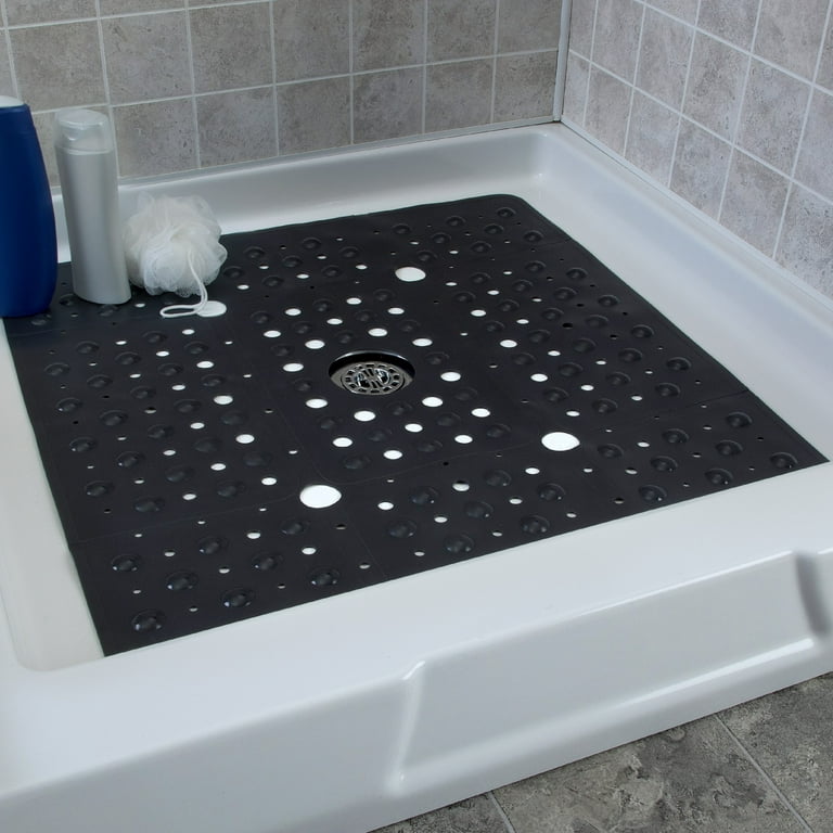SlipX Solutions Solid Black Extra Large Square Shower Stall Mat 27 x 27