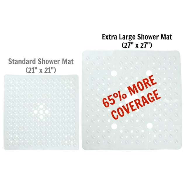 SlipX Solutions 27 x 27 Extra Large Square Shower Mat in Clear