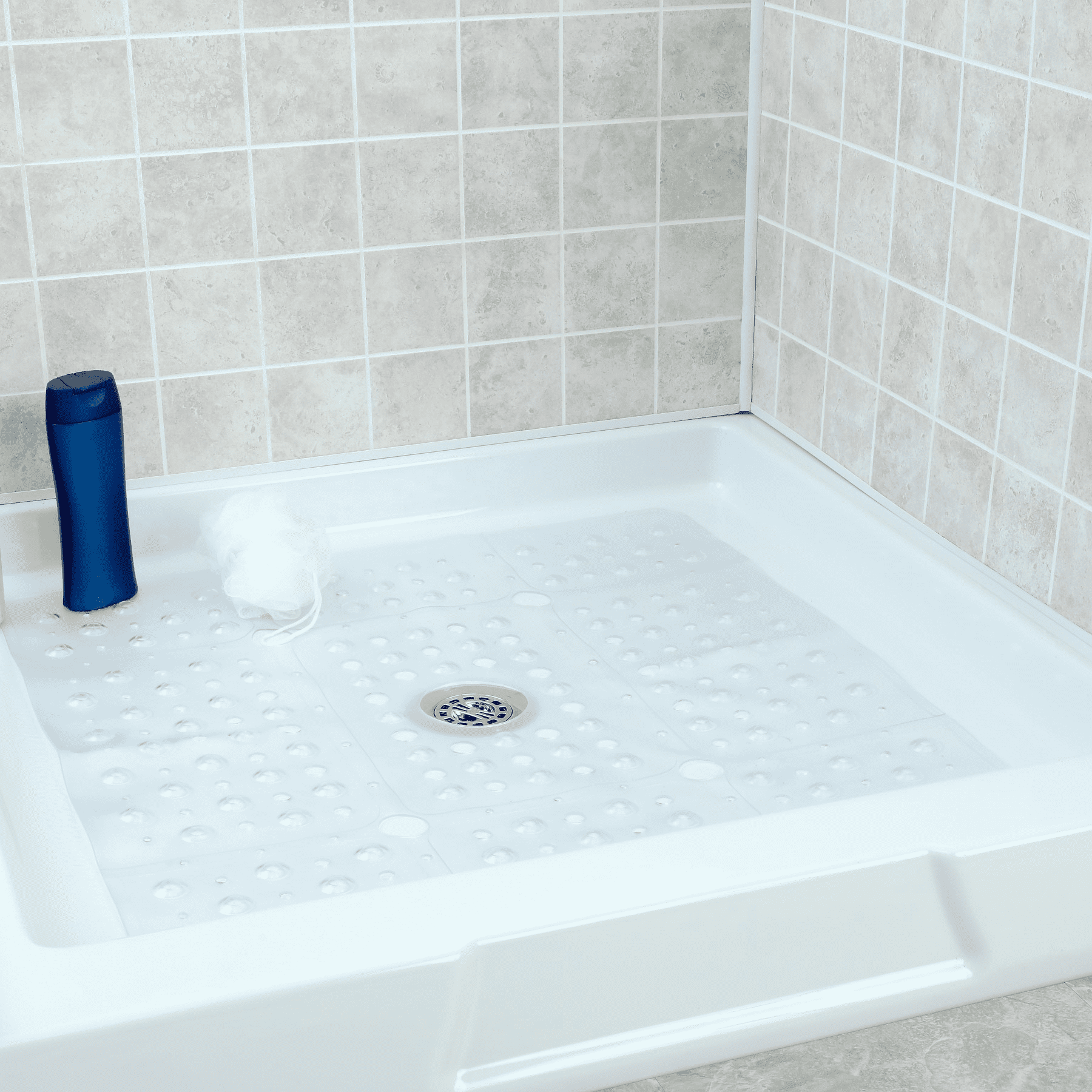 Clear Extra Large Non-Slip Square Shower Mat, 27"