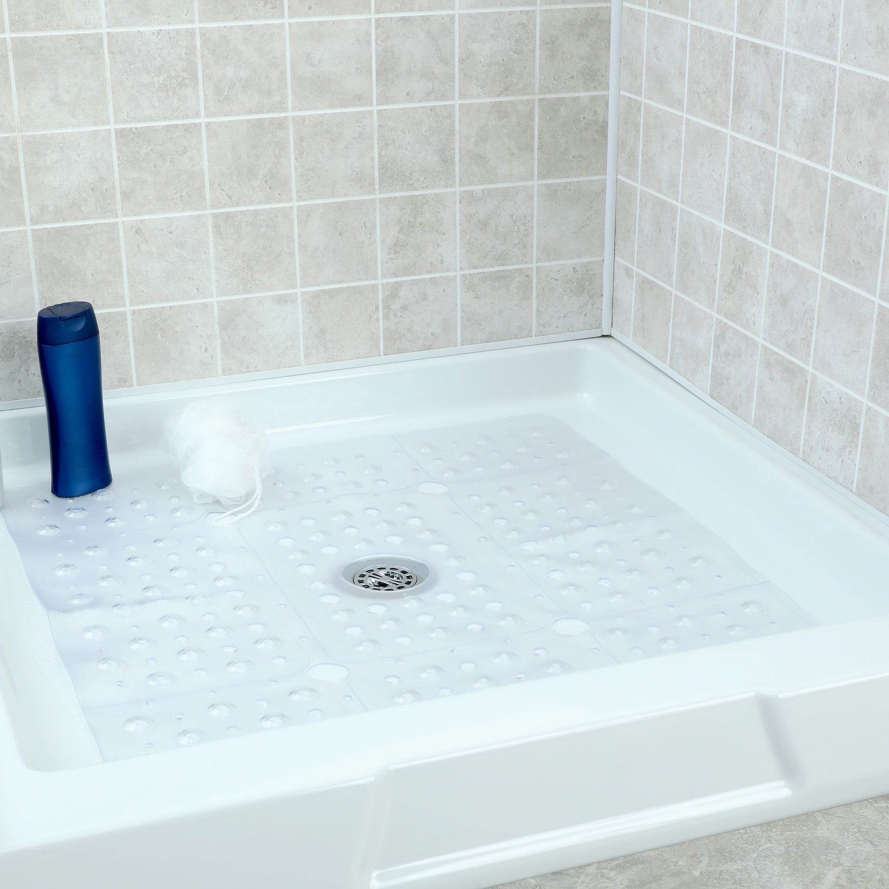 SlipX Solutions 27 x 27 Extra Large Square Shower Mat in Clear