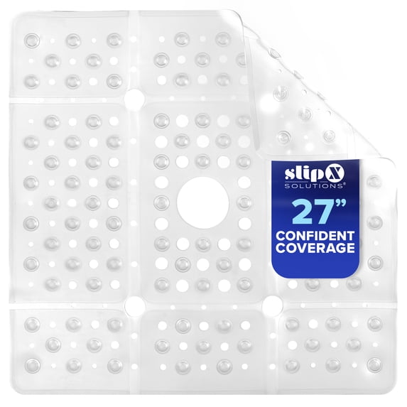 SlipX Solutions 27 x 27 Extra Large Square Shower Mat in Clear