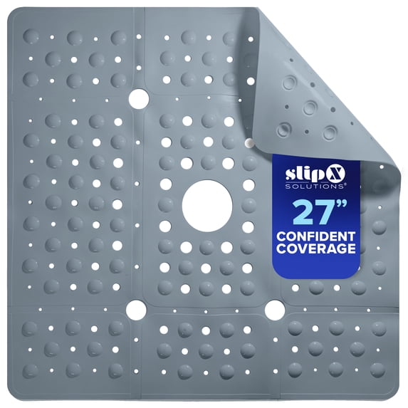 SlipX Solutions 27 x 27 Extra Large Square Shower Mat in Gray