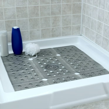 SlipX Solutions 27 x 27 Extra Large Square Shower Mat in Translucent Gray
