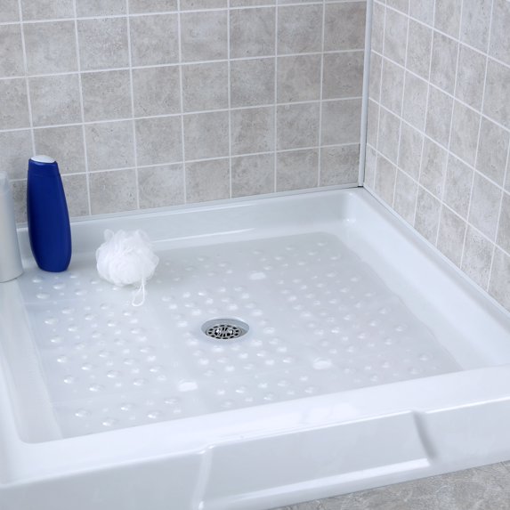 SlipX Solutions 27 x 27 Extra Large Square Shower Mat in Translucent White Pearl