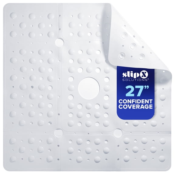 SlipX Solutions 27 x 27 Extra Large Square Shower Mat in White