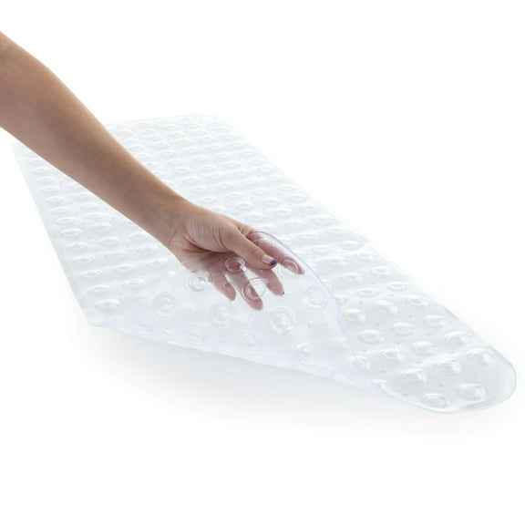 SlipX Solutions 39 x 16 Extra Long Vinyl Non-Slip Bath Mat in Clear