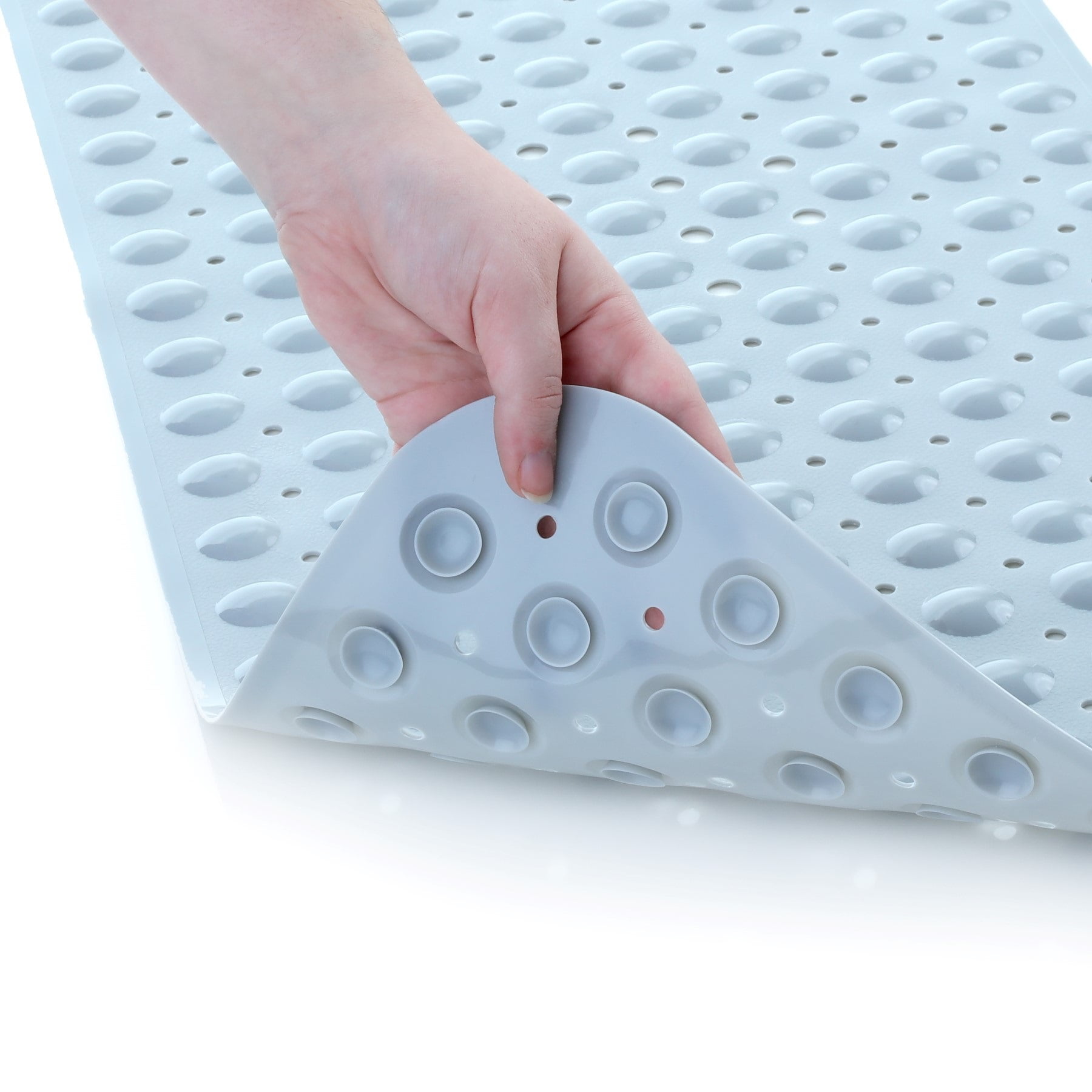 Gray Extra Long Vinyl Non-Slip Bath Mat for Kids
