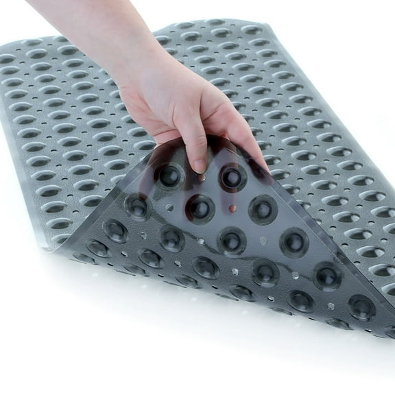 SlipX Solutions 39 x 16 Extra Long Vinyl Non-Slip Bath Mat in Translucent Black