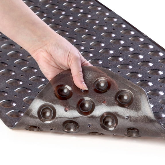 SlipX Solutions 39 x 16 Extra Long Vinyl Non-Slip Bath Mat in Translucent Bronze