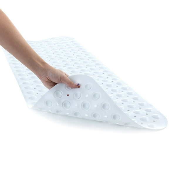 SlipX Solutions 39 x 16 Extra Long Vinyl Non-Slip Bath Mat in White