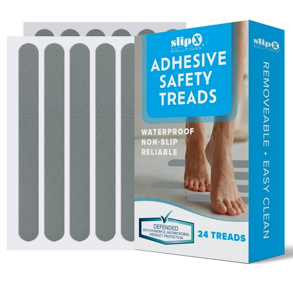 SlipX Solutions Adhesive 7.5" Safety Treads, 24 ct, Gray
