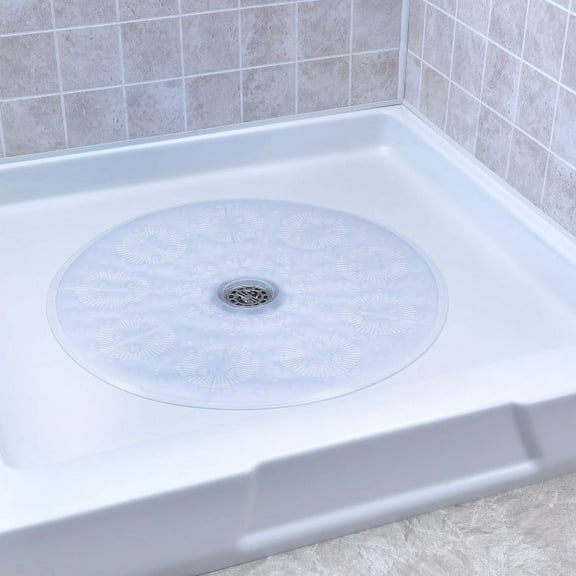SlipX Solutions Clear Round Non-Slip Shower Mat, 23" x 23"