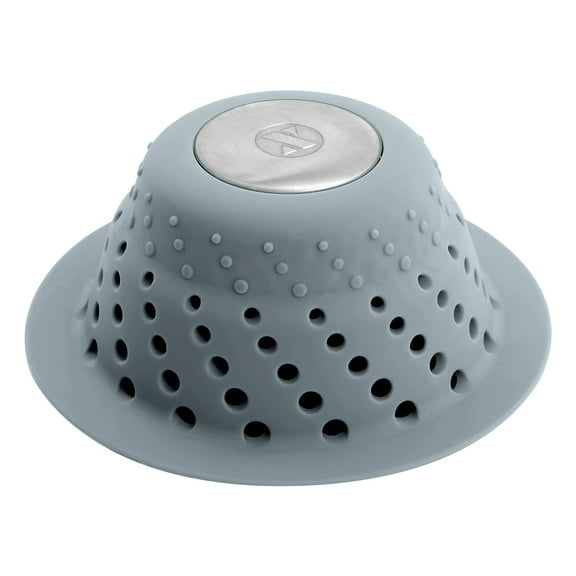SlipX Solutions Dome Drain Protector, Hair Catcher (Silicone and Stainless Steel) Gray